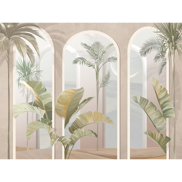 Fototapet fara imbinari H 250 cm x L 400 cm Green Leaf With Collums