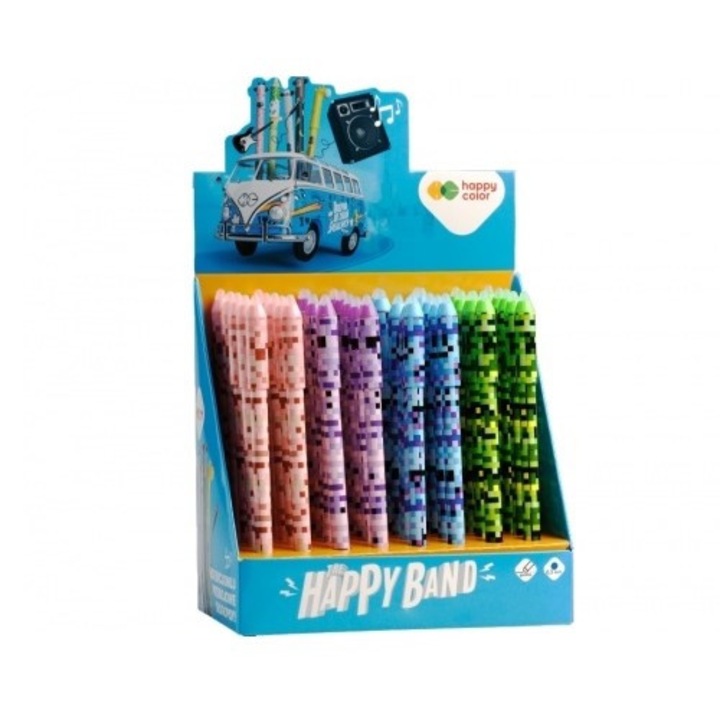 Roller gel cu rescriere, 0.5 mm, albastru, Pixi, 40 buc/display, Happy Color