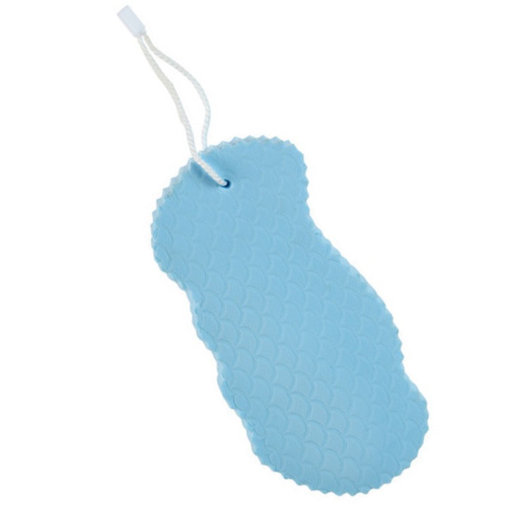 AZeira® Ексфолираща 3D гъба за баня, Еластична, Деликатна, Устойчива, Абсорбираща, Синя