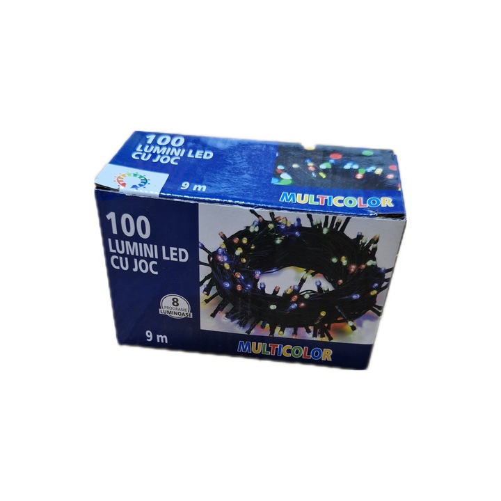 Instalatie Pom Craciun Multicolor 100 LED-uri, Fir Negru 9 m