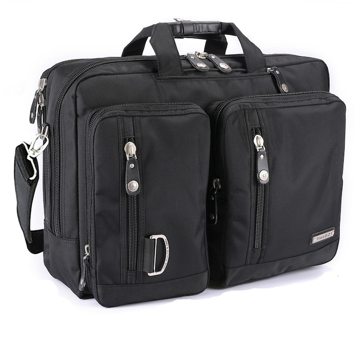 Мултифункционална чанта за лаптоп FreeBiz, 18.4", Прикрепяща се към багаж, Черна