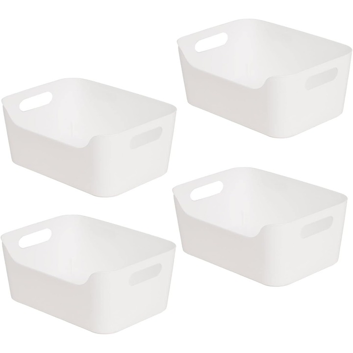 Комплект от 4 пластмасови кутии за съхранение, HL Home-Link, кошници органайзер с дръжки, размер 24 см