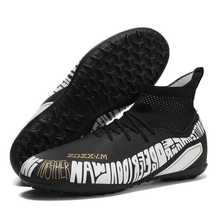 Ghete de fotbal MBrands cu glezniera 6.6 pentru teren sintetic culoare negru, Negru
