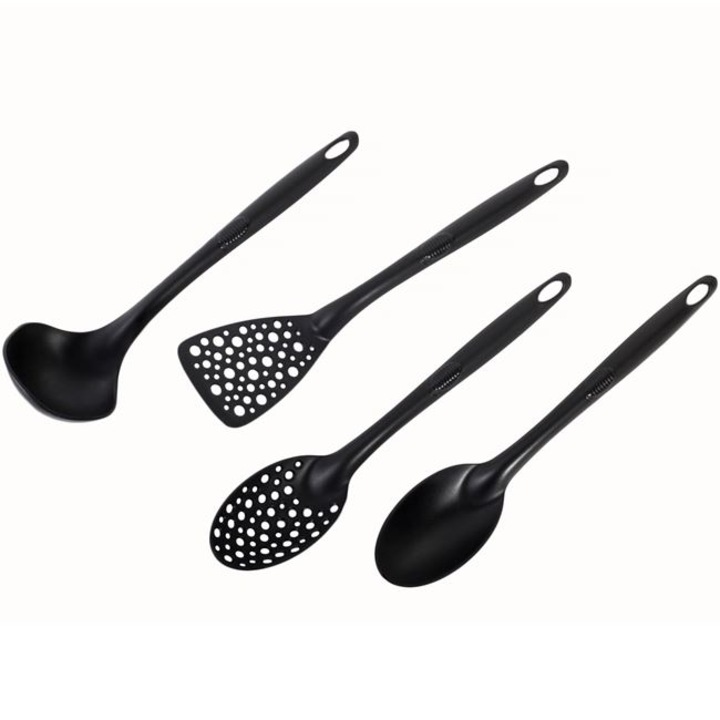 Set ustensile pentru servire, negre, din plastic, 4 bucati, 26cm