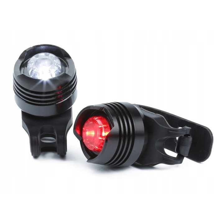 LED kerékpár lámpák, Zola®, fehér és piros lámpa, univerzális horog, 2,5x3 cm, fekete