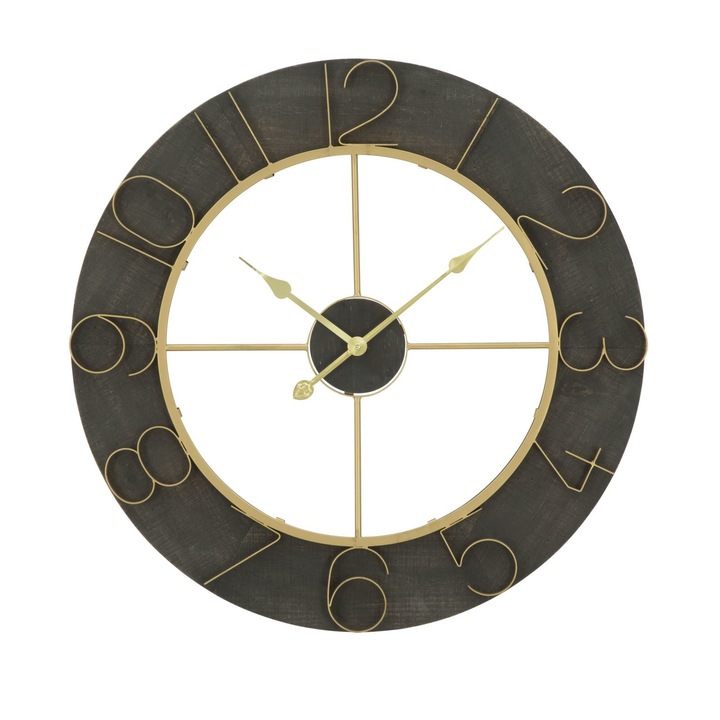 Декоративен стенен часовник Mauro Ferretti Dark Glam Ø 70X5 см, Черен/Златен