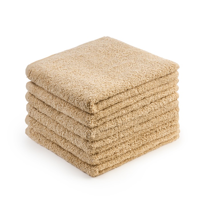 Set 6 Prosoape fata, Royal Home, bumbac 100%, Crem, 6x50x90cm, 400gr/mp