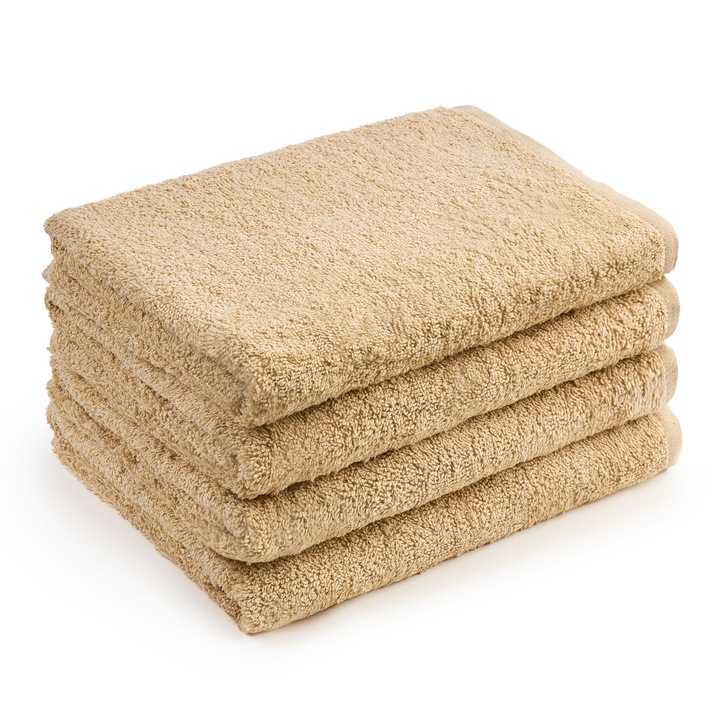 Set 4 Prosoape baie, Royal Home, bumbac 100%, Crem, 4x70x140cm, 400gr/mp