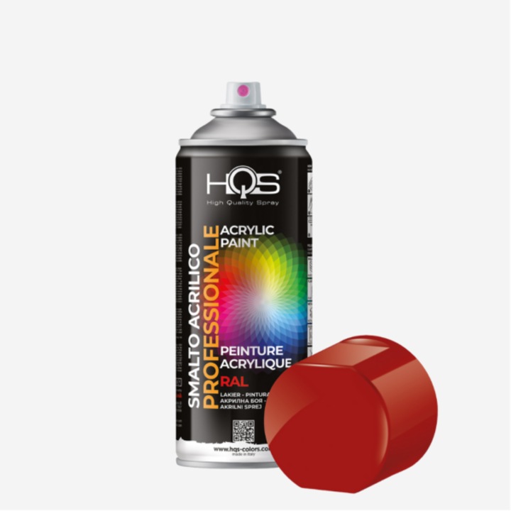 Vopsea Spray HQS FLAME RED, acrilica, RAL 3000 Rosso Fuoco, rosu, 400 ml