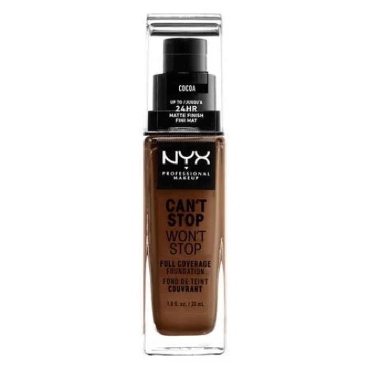 Устойчив на пренасяне течен фон дьо тен, NYX Professional Makeup CAN'T STOP WON'T STOP, какао, 30 ml