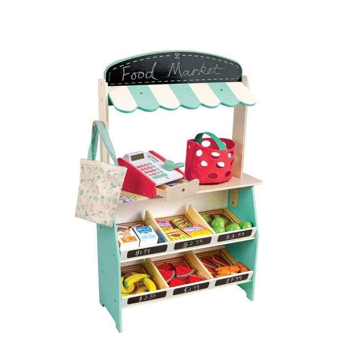 Set de joaca pentru copii, Hape, Farmers Market Stall, 41 piese
