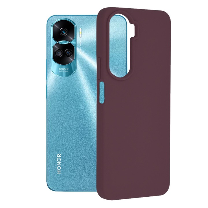 Съвместим калъф за телефон Honor 90 lite, защита срещу пръстови отпечатъци, вътрешност от микрофибър, допълнителна професионална камера, лилава слива