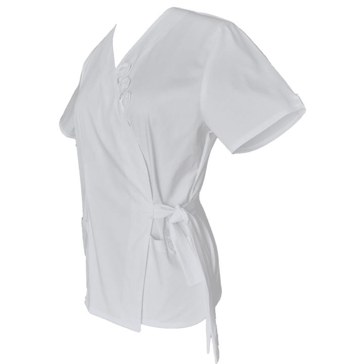 Halat Medical Tip Kimono dama, Pe Stil, Model Daria, Poliester/Bumbac/Elastan, Alb, S INTL