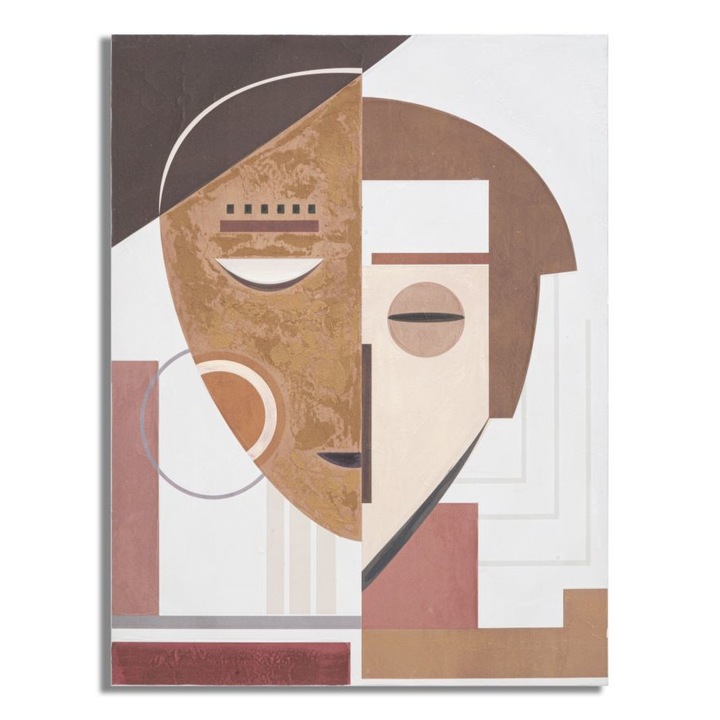 Ръчно рисувана декоративна картина Mauro Ferretti Ethnic Face 60X2.7X80 cm, Многоцветна