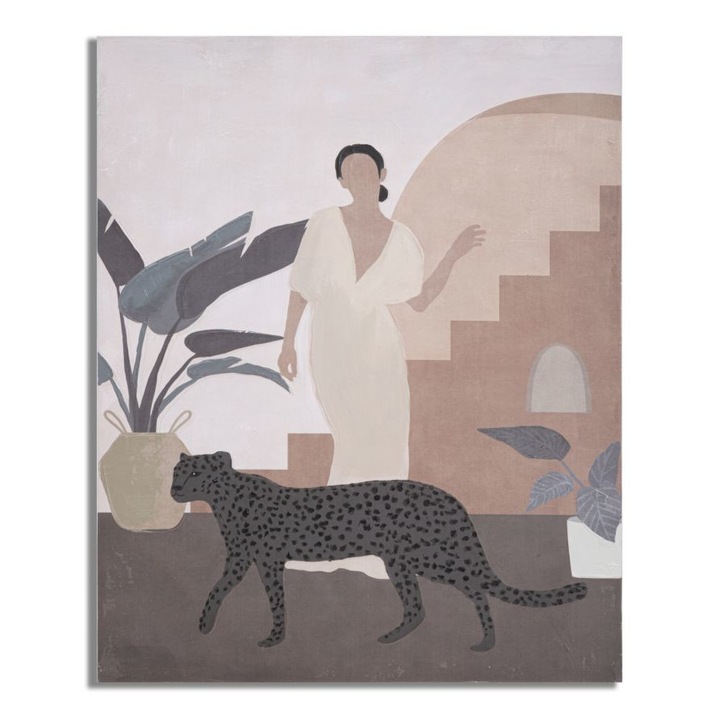 Tablou decorativ Pictat Manual Mauro Ferretti Lady C, 80X3,7X100 cm, Multicolor