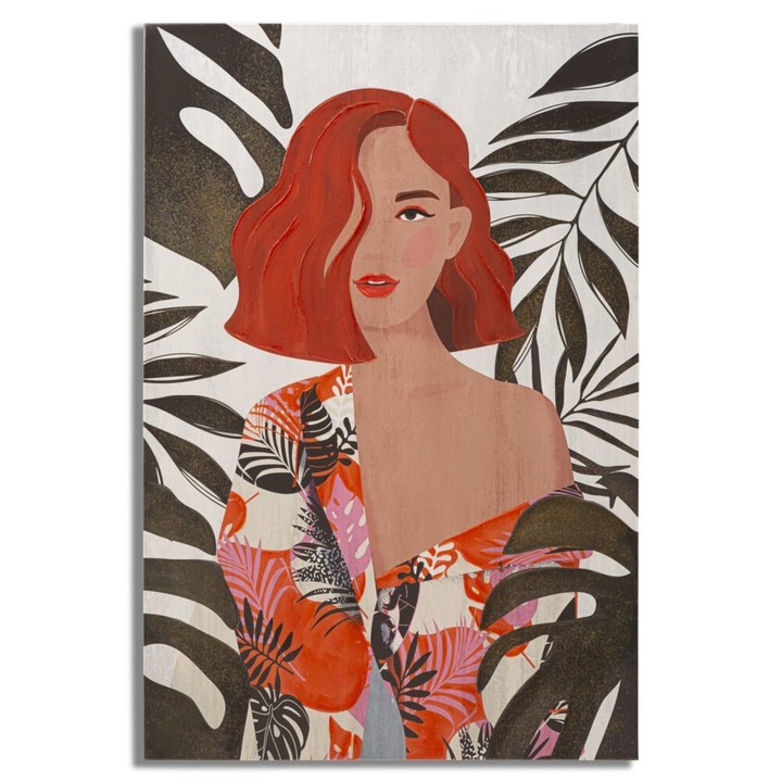 Dekoratív festmény Nyomtatott/Festett Mauro Ferretti Lady Jungle A, 80X2,8X120 cm, Többszínű