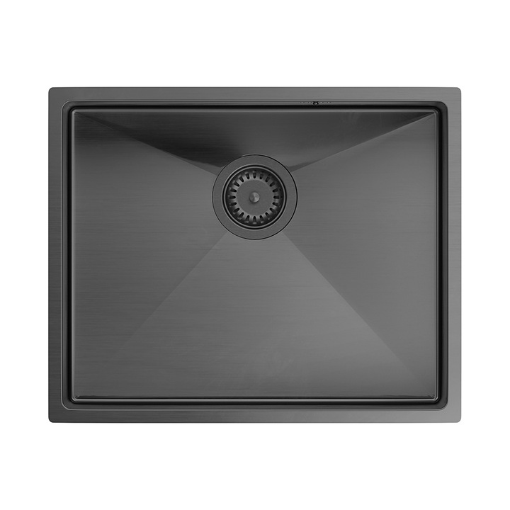 Chiuveta ANTHONY SteelQ PVD grafit metalica PVD cu sifon fara insertie + sablon + carlige