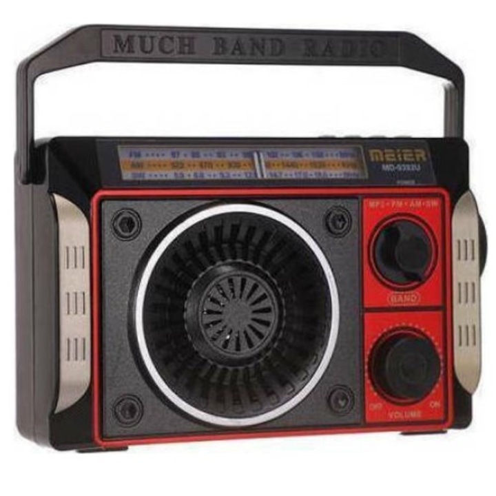 Meier rádió MD-9393BT, SS000200, Tranzisztor, Bluetooth hangszóró, Hordozható rádió, FM/TV, 220v, Beépített akkumulátor, Mp3 lejátszó