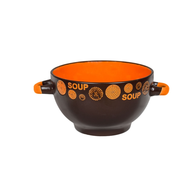 Dekoraifu Bol de ceramică interior maro portocaliu, 650 ml