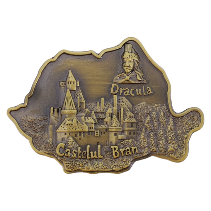 Ключодържател, Дракула, Замъкът Бран, Румъния, NO268, 4,5 х 6,4 см, златист