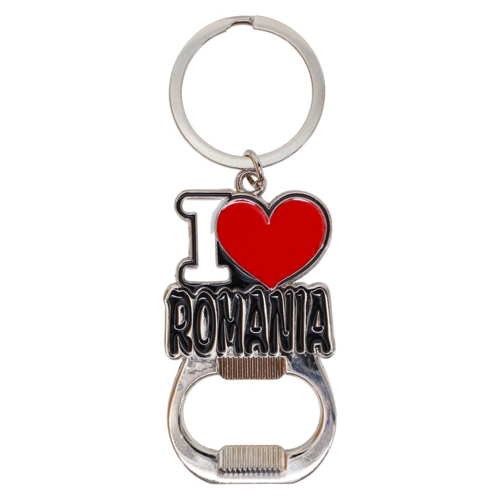Ключодържател Cumperio, I Love Romania, NO906, 3.3 x 6 cm, Многоцветен