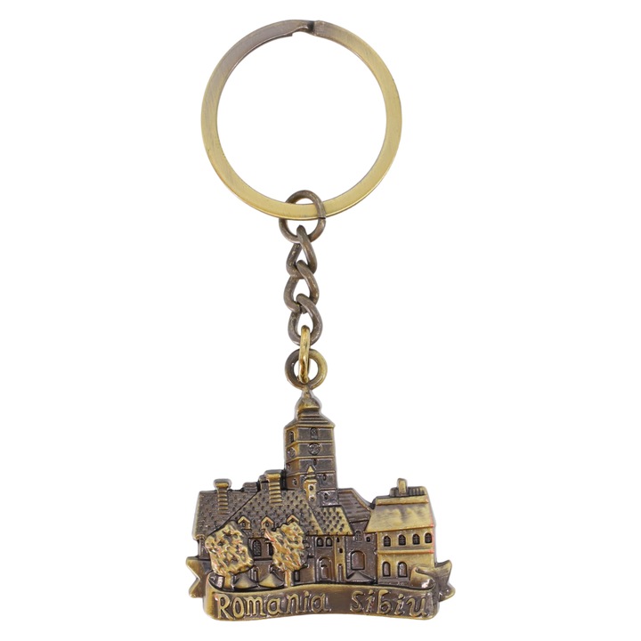 Ключодържател Sibiu Romania, NO590, 4,2 см, Златист