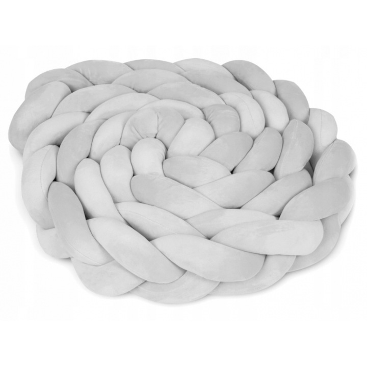 Protectie impletita pentru patut copii, 300 cm, Ricokids, Gri