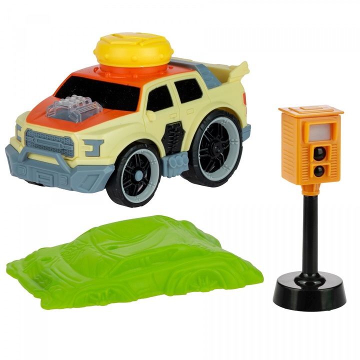 Autóskészlet jelzőlámpával és rámpával, SVÉD, Műanyag/gumi, 3+ év, Multicolor