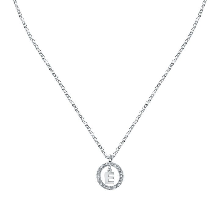 Colier La Petite Story LPS10ASF13, Family, litera E, inox argintiu, lant 45cm