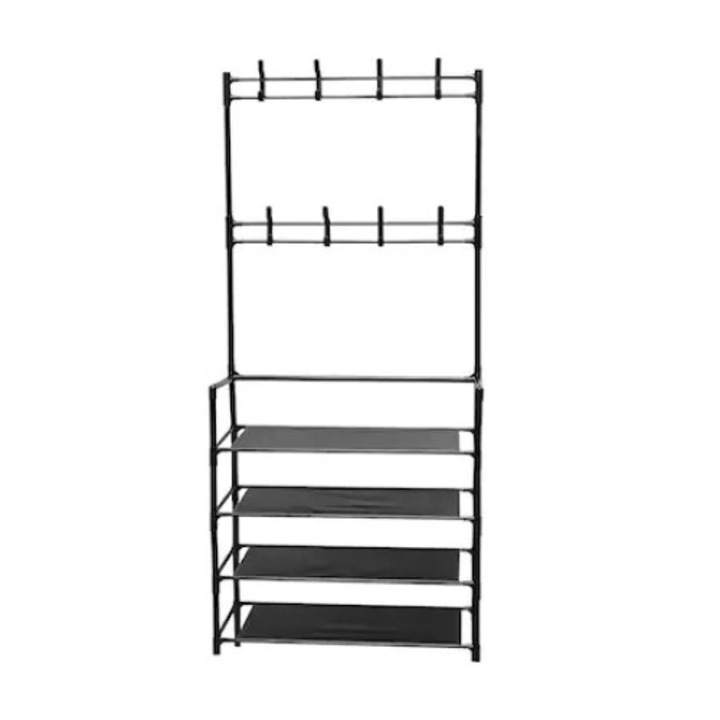 Cuier haine cu suport pantofi, 4 rafturi