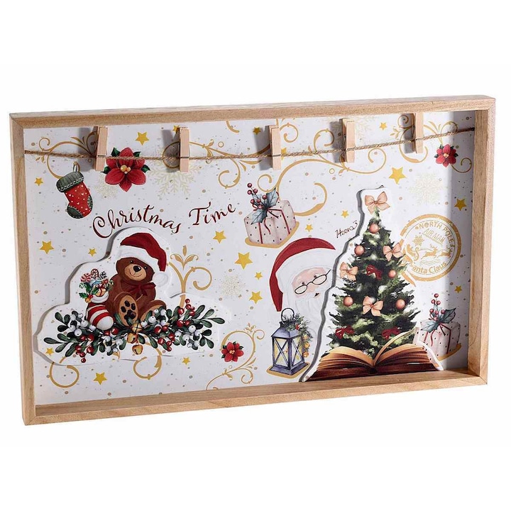 Decoratiune suspendabila Craciun lemn 40x3x25 cm