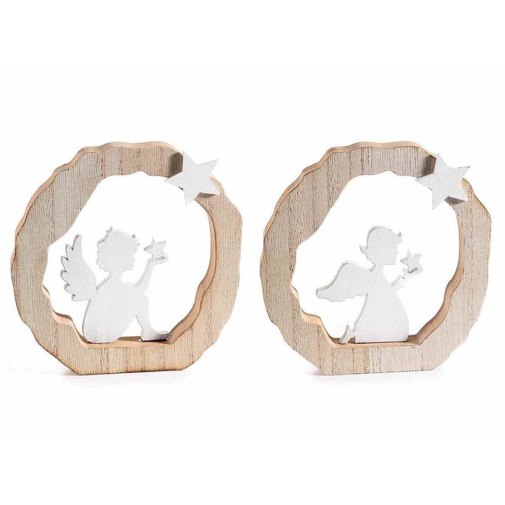 2 db fa Angyal dekoráció készlet 11,5x2x12 cm