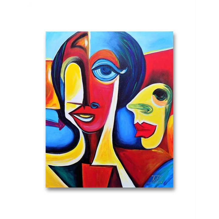 Ръчно рисувана картина, акрил върху картон, платно, 50X40см, озаглавена "Момичета"