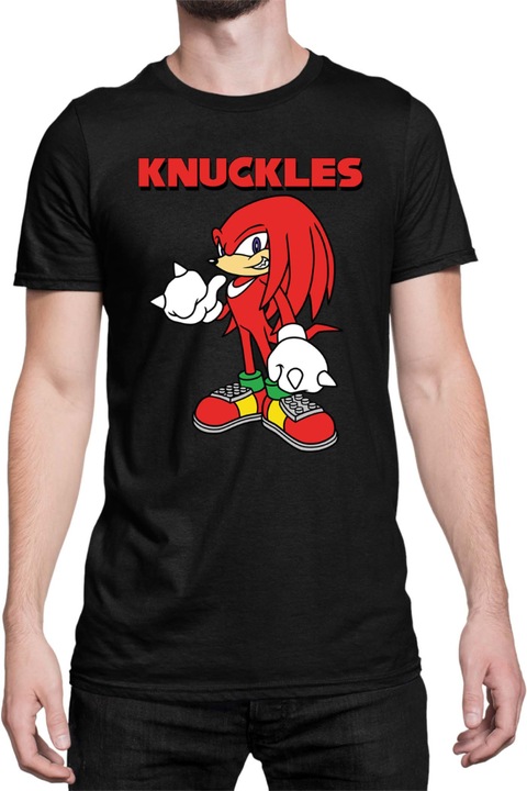 Férfi póló Sonic The Hedgehog Tralala Knuckles 01, Fekete