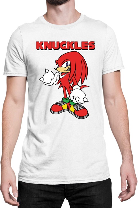 Férfi póló Sonic The Hedgehog Tralala Knuckles 01, Fehér