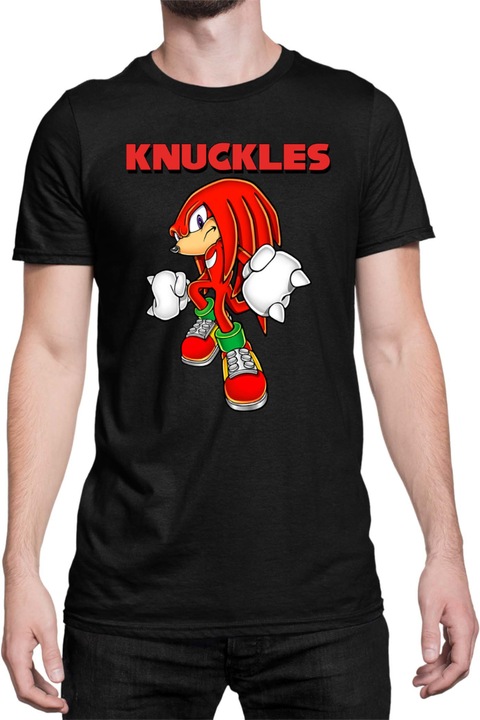 Férfi póló Sonic The Hedgehog Tralala Knuckles 02, Fekete
