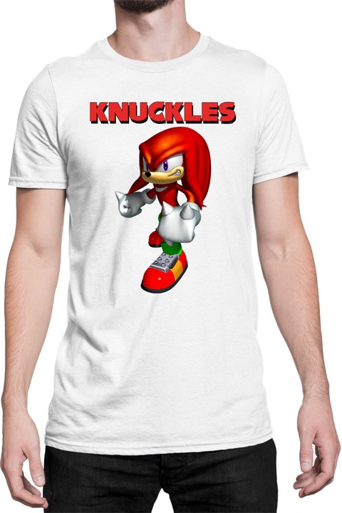 Férfi póló Sonic The Hedgehog Tralala Knuckles 03, Fehér