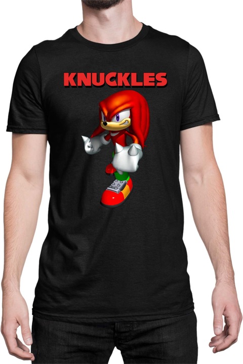 Férfi póló Sonic The Hedgehog Tralala Knuckles 03, Fekete