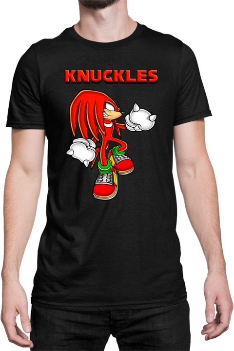 Férfi póló Sonic The Hedgehog Tralala Knuckles 04, Fekete