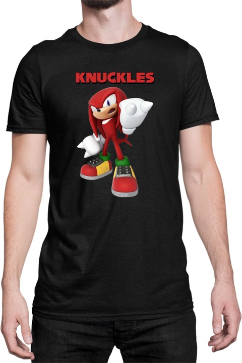 Férfi póló Sonic The Hedgehog Tralala Knuckles 06, Fekete