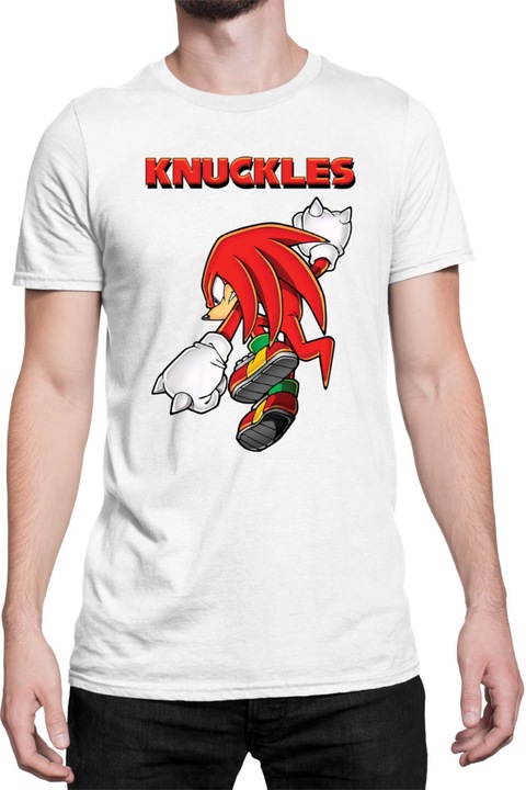 Férfi póló Sonic The Hedgehog Tralala Knuckles 05, Fehér
