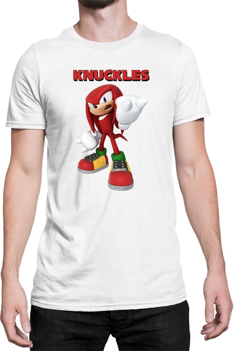 Férfi póló Sonic The Hedgehog Tralala Knuckles 06, Fehér