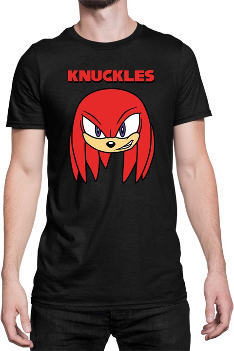 Férfi póló Sonic The Hedgehog Tralala Knuckles Face 01, Fekete
