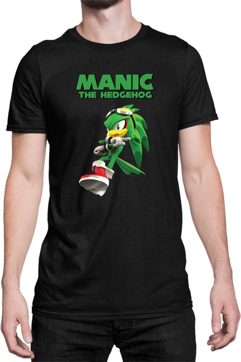 Férfi póló Sonic The Hedgehog Tralala Manic 01, Fekete