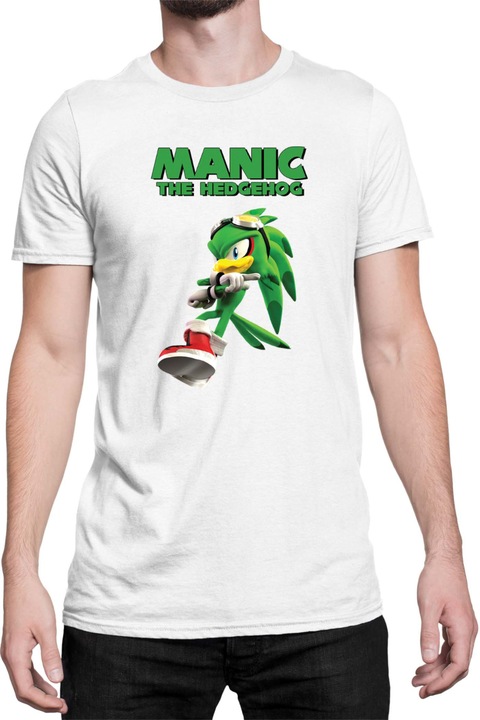 Férfi póló Sonic The Hedgehog Tralala Manic 01, Fehér