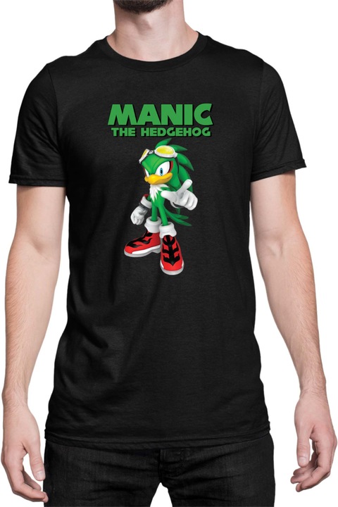 Férfi póló Sonic The Hedgehog Tralala Manic 02, Fekete