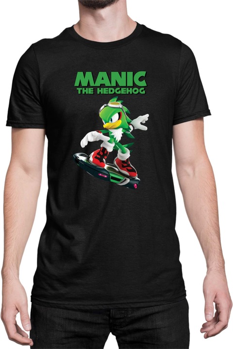 Férfi póló Sonic The Hedgehog Tralala Manic 03, Fekete
