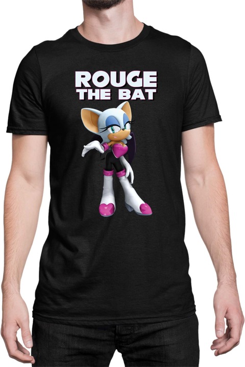 Férfi póló Sonic The Hedgehog Tralala Rouge the Bat, Fekete