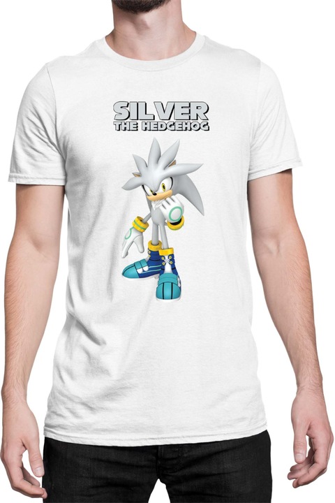 Férfi póló Sonic The Hedgehog Tralala Silver 01, Fehér