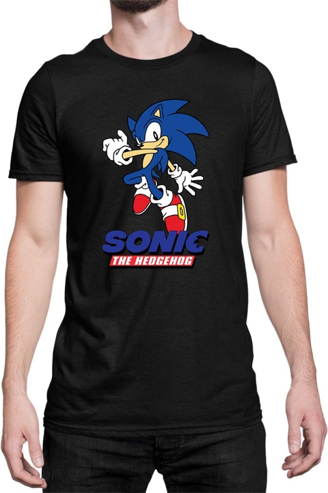 Férfi póló Sonic The Hedgehog Tralala Sonic 09, Fekete